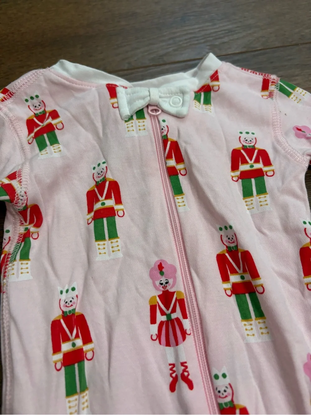 The Beaufort Bonnet Company Pink Nutcracker Print Footed One-Piece 18-24m